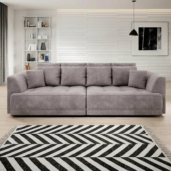 Canapea moderna pentru living TIGA, stofa catifelata bej - Whisper 3