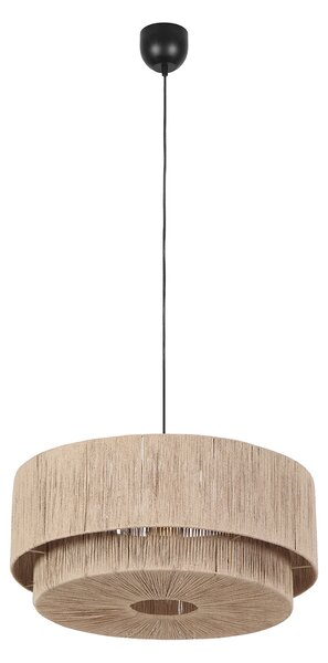 Lampă suspendată Japandi neagră cu frânghie maro 60cm - Smilla