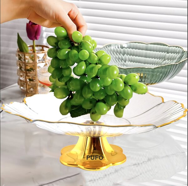 Fructiera eleganta tip platou Pufo Ellegant cu picior pentru prajituri, torturi, fructe, aperitive