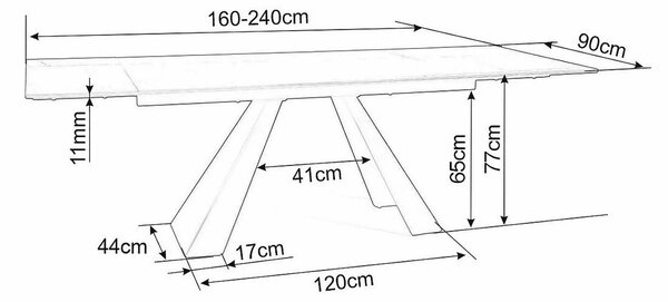 Masă de sufragerie extensibilă 160-240 cm Shelia (negru + negru) (pentru 8 și mai multe persoane). Promo -6%. 1050793