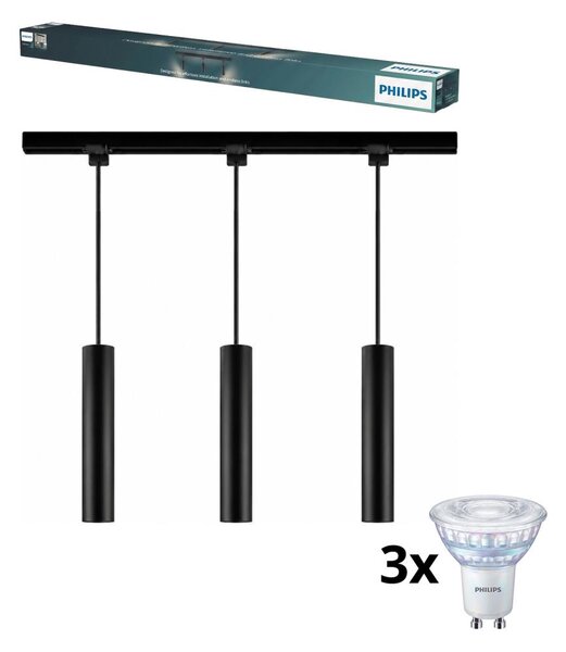 Philips-LED dimmabil, lampă suspendată pe cablu pentru sistem de șină EASYLINK, 3xGU10/6,2W/230V, 1m, negru