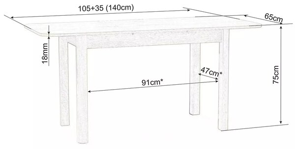 Masă de sufragerie extensibilă 105-140 cm Daniel (stejar sonoma + stejar sonoma) (pentru 4 până la 6 persoane). Promo -6%. 1050100