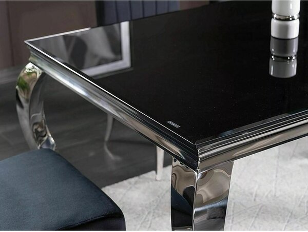Masă de sufragerie 150 cm Pria (negru + crom) (pentru 4 până la 6 persoane). Promo -6%. 1050746
