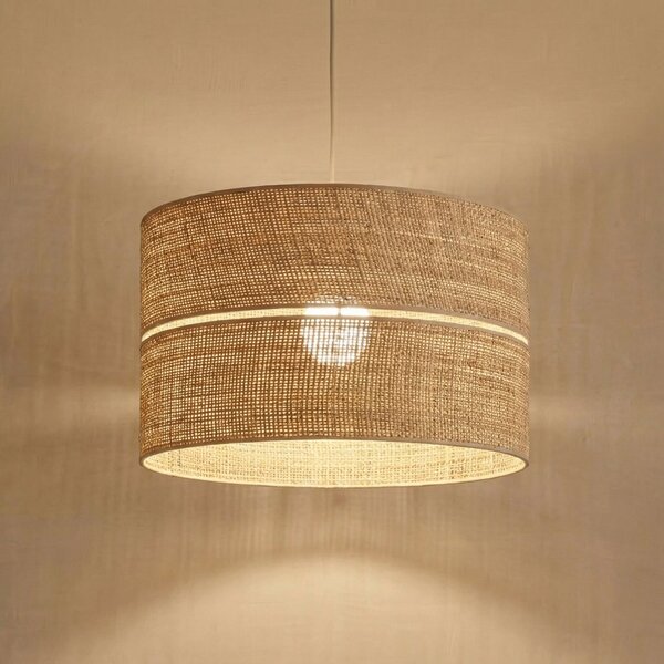 TK Lighting Lampă suspendată Calma, 1 bec, bej, rafia, Ø 50 cm, E27, reglabil, Bej, Camera de zi / sufragerie, Altele
