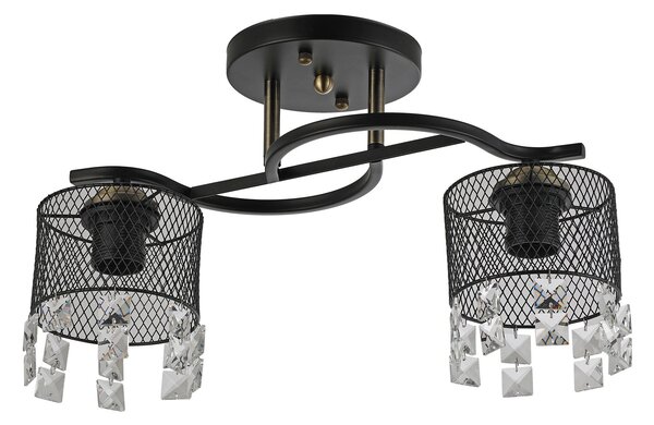 Lustra Clasica Elegance Klausen Lustros PL2 2xE27 Metal Negru si Sticla 41x23x26 cm Corp Iluminat Interior pentru Living Dining Hol Design Rafinat