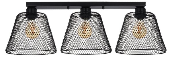 Plafoniera Moderna Klausen Loana PL3 Negru 66x21x21 cm, 3xE27, Corp Iluminat Interior Metalic Elegant pentru Living sau Dining, Design Minimalist