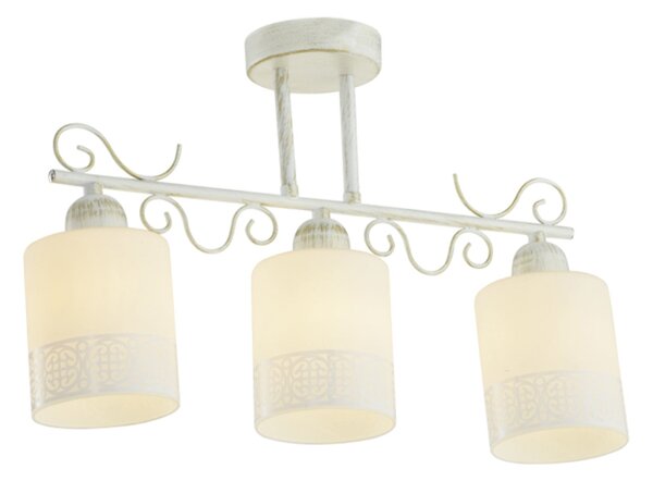 Candelabru Klausen Lyric PL3 Classic Chic 3xE27 Alb Auriu 45x29x10cm Corp Iluminat Metal Sticla Elegant pentru Living Dining Hol Design Sofisticat