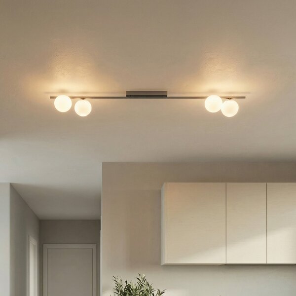 TK Lighting Plafonieră Imelo, maro, 4 becuri, sticlă, lungime 140 cm, reglabil, Maro / Rugină, dormitor, Sticlă
