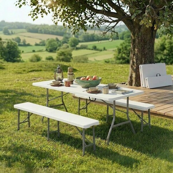 Set catering/camping - masă ESSEN + 2x bancă LINDAU