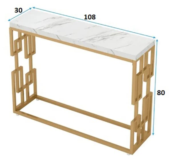 Consola Asia din metal auriu,108x80x30 cm
