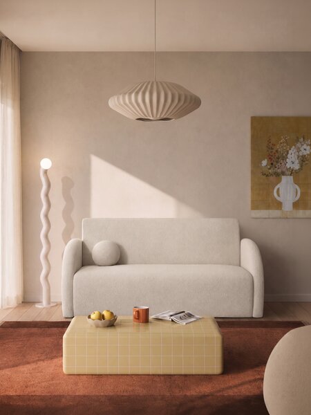 Canapea extensibilă Nubi trei locuri 140 cm cu ladă de depozitare - boucle bej deschis Quelle 03
