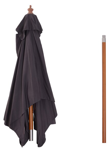 Outsunny Umbrelă de Grădină Rabatabilă, Cadru din Lemn de Brad, 2x1.5m, Gri Închis | Aosom Romania