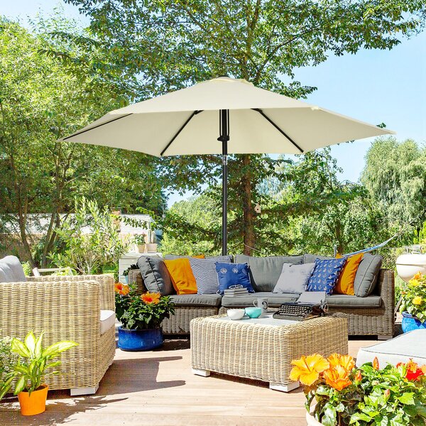 Outsunny Umbrelă de Soare pentru Grădină, Material Poliester și Structură Metalică cu 6 Bare, Ø262x243cm, Bej și Negru | Aosom Romania