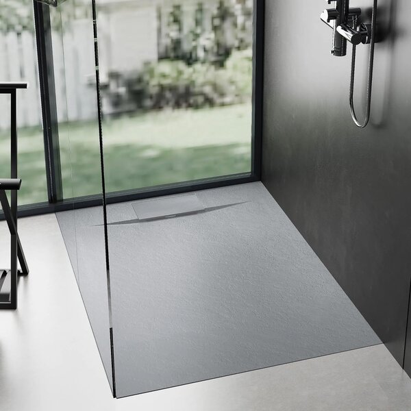 Rea Bazalt, cadita de dus 90x90x2,5 cm + sifon jos, gri, REA-K4105