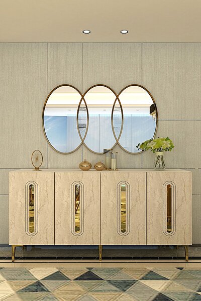 Dulap Randy 150 (alb + travertin + auriu). Promo -22%. 1153643