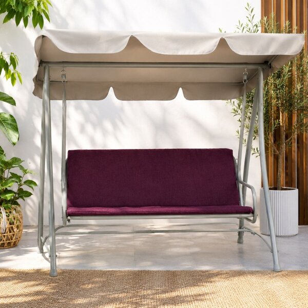 Perna balansoar gradina 150x50x50 cm, doua segmente, husa detasabila, burgundy