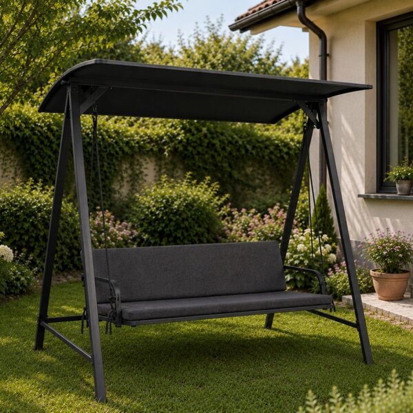 Perna balansoar gradina 150x50x50 cm, doua segmente, husa detasabila, negru