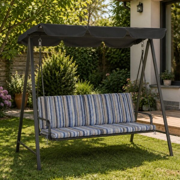 Perna balansoar gradina 150x50x50 cm, doua segmente, husa detasabila, albastru