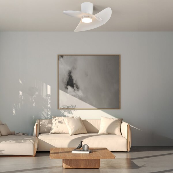 Ventilator de tavan cu LED-uri Ona alb DC silențios CCT 70 cm - Mantra Mantra Iluminación, Ona, reglabil, Alb, Camera de zi, Metal, Modern