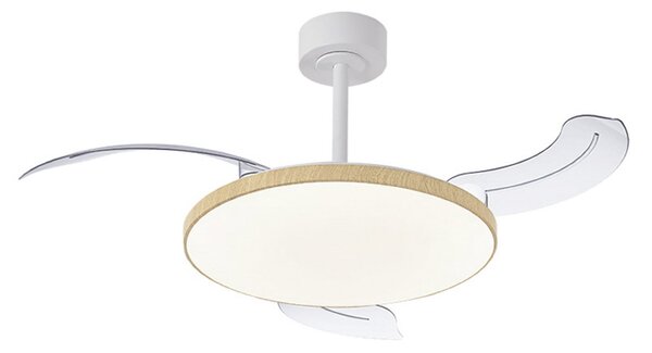 Ventilator de tavan cu LED-uri Slim Mini alb/lemn DC silențios - Mantra Mantra Iluminación, Slim Mini, reglabil, Alb, Camera de zi, Metal, Modern