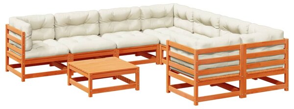 Set mobilier de grădină cu perne, 9 piese, lemn masiv de pin