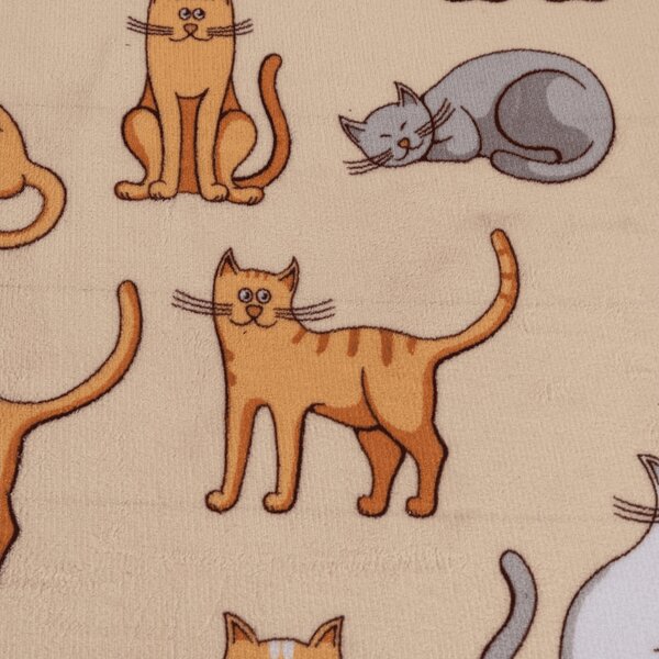 Cearsaf Cocolino microplus cu elastic COLORED CATS 90x200 cm crem