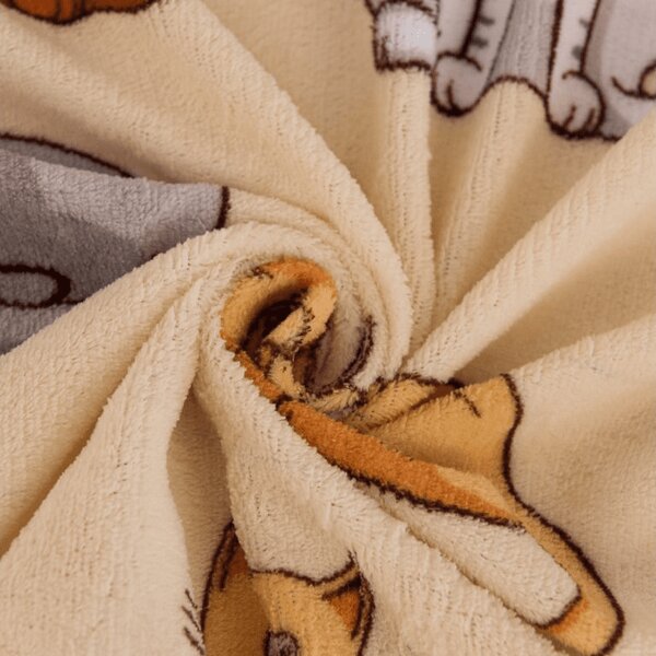 Cearsaf Cocolino microplus cu elastic COLORED CATS 90x200 cm crem