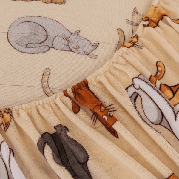 Cearsaf Cocolino microplus cu elastic COLORED CATS 90x200 cm crem