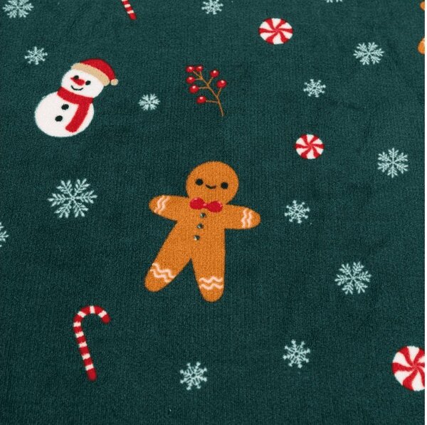 Cearsaf Cocolino microplus cu elastic SNOWMAN AND GINGERBREAD 90x200 cm verde