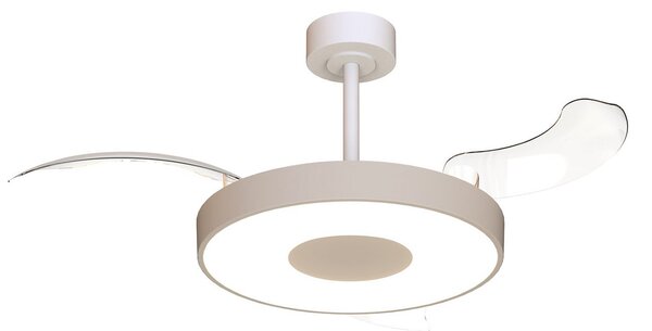 Ventilator de tavan inteligent cu LED-uri Coin, bej/alb, DC, silențios - Mantra Mantra Iluminación, Coin, reglabil, Bej, Camera de zi, Metal, Modern