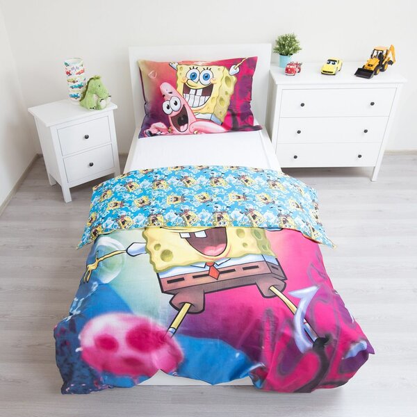 Lenjerie de pat copii Spongebob - Spongebob | 140 x 200 cm / 70 x 90 cm