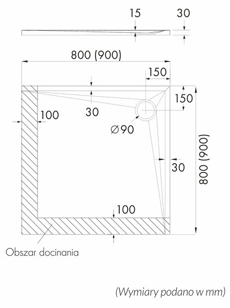 Schedline Libra White Stone cădiță de duș pătrată 90x90 cm alb 3SP.L1K-9090/B/ST