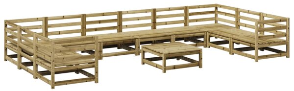 Set canapea de grădină, 11 piese, lemn de pin tratat