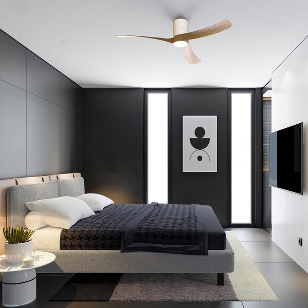 Ventilator de tavan cu LED-uri Nemo II L alb/lemn DC silențios - Mantra Mantra Iluminación, Nemo II L, reglabil, Alb, Camera de zi, Metal, Modern
