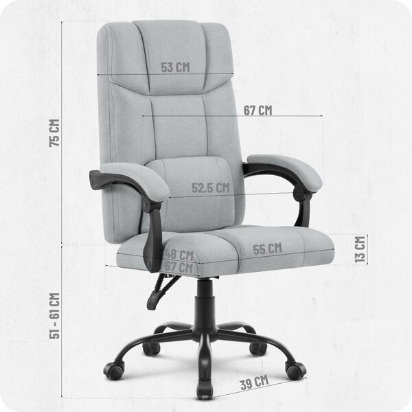Scaun de birou ergonomic CABRO C505 până la 150 kg gri