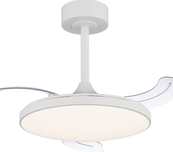 Ventilator de tavan cu LED-uri Slim Mini alb DC silențios CCT - Mantra Mantra Iluminación, Slim Mini, reglabil, Alb, Camera de zi, Metal, Modern