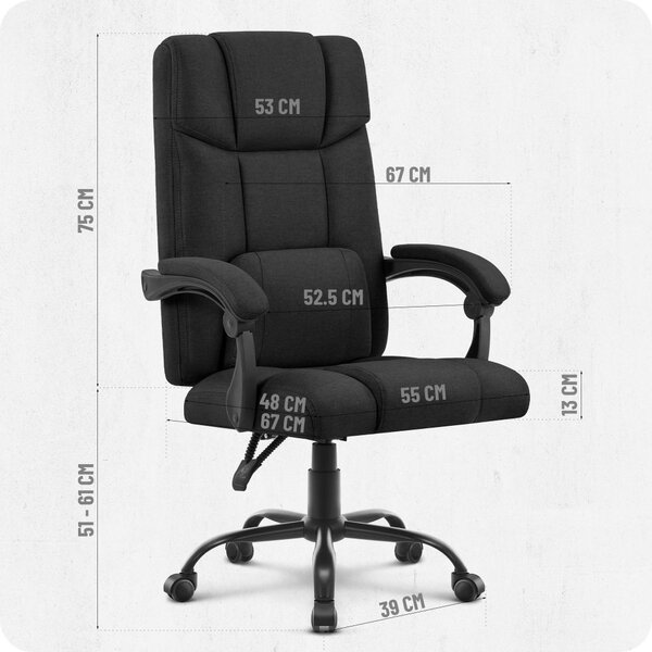 Scaun de birou ergonomic CABRO C505 până la 150 kg negru