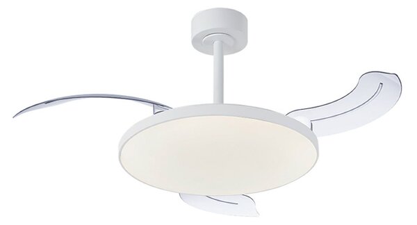 Ventilator de tavan cu LED-uri Slim Mini alb DC silențios CCT - Mantra Mantra Iluminación, Slim Mini, reglabil, Alb, Camera de zi, Metal, Modern