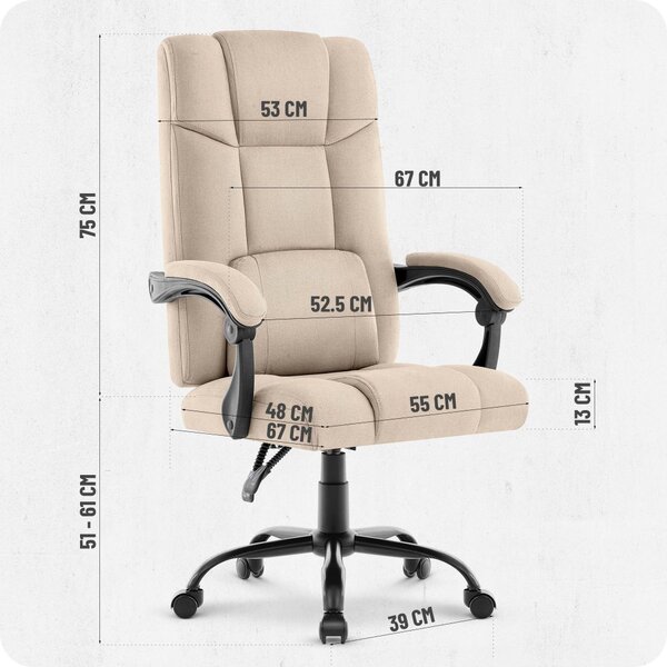 Scaun de birou ergonomic CABRO C505 până la 150 kg bej