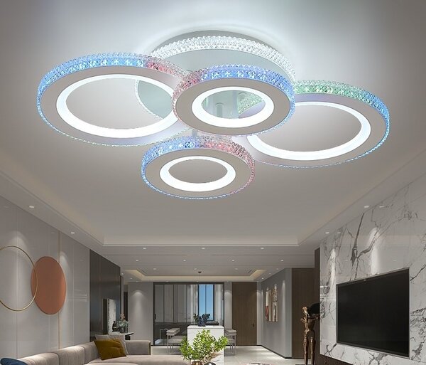 Lustra LED cu telecomanda Cristal Elit'S, wifi 2.4G lumina/rece/calda/neutra intensitate reglabila,97W