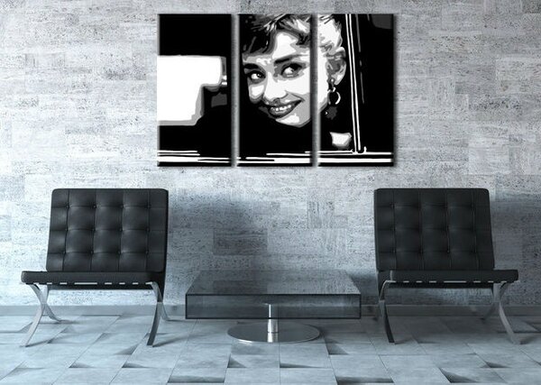 Tablou pictat manual POP Art Audrey HEPBHURN 3 - piese