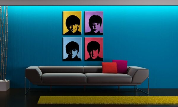 Tablou pictat manual POP Art BEATLES 4 - piese