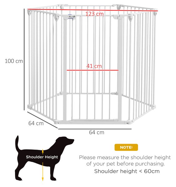 PawHut Tarc de Joaca 2-in-1 Multifunctional cu Poarta de Siguranta pentru Animale de Companie 6 Panouri Tarc cu Usa 100cm Inaltime Alb | Aosom Romania