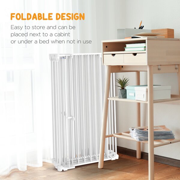 PawHut Tarc de Joaca 2-in-1 Multifunctional cu Poarta de Siguranta pentru Animale de Companie 6 Panouri Tarc cu Usa 100cm Inaltime Alb | Aosom Romania