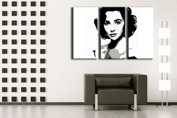 Tablou pictat manual POP Art Elizabhet Taylor 3 - piese