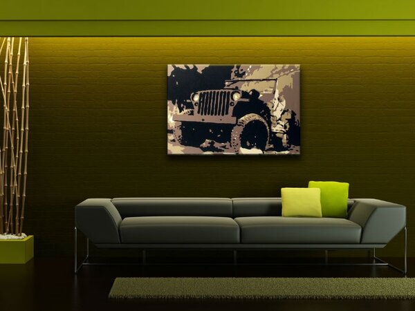 Tablou pictat manual POP Art JEEP 1 - piese