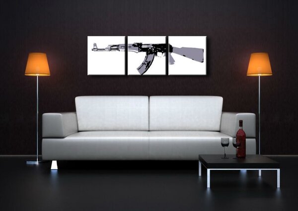 Tablou pictat manual POP Art Kalashnikov 3 - piese