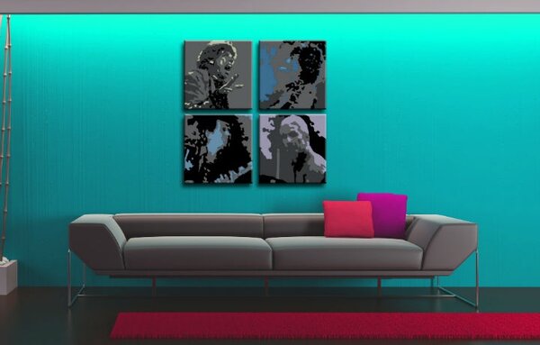 Tablou pictat manual POP Art Rolling Stones 4 - piese