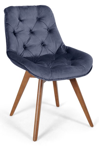 Scaun Vida Chester Le Velvet navy picior plus stejar