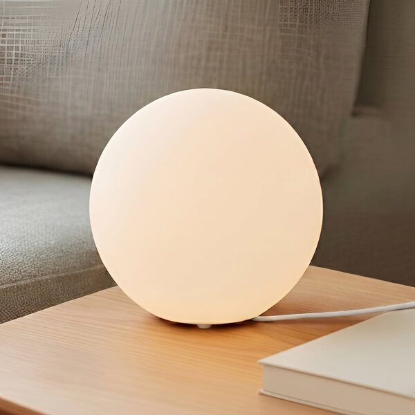 Lindby Lampă de masă Marike, alb, sticlă, glob, Ø 25 cm, E27, Alb, Camera de zi / sufragerie, Sticlă, Modern, Masă alt tip de masă